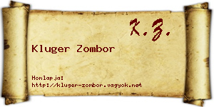 Kluger Zombor névjegykártya